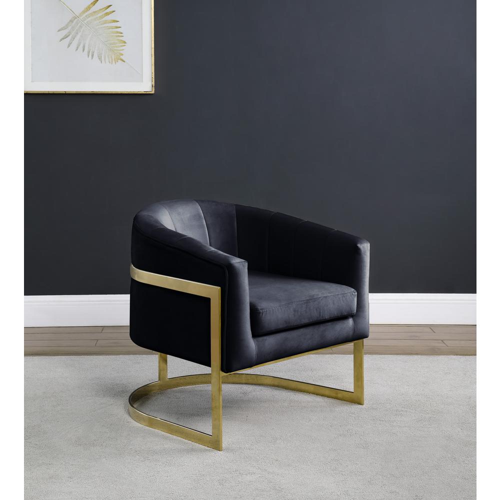 Traxmon Velvet Upholstered Accent Chair in Black Velvet. Picture 2