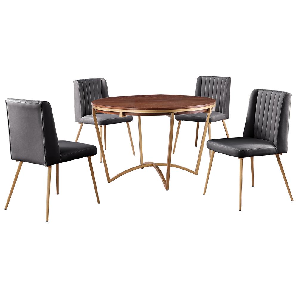 Newport 5-piece Round Dining Set in Gray. Picture 1