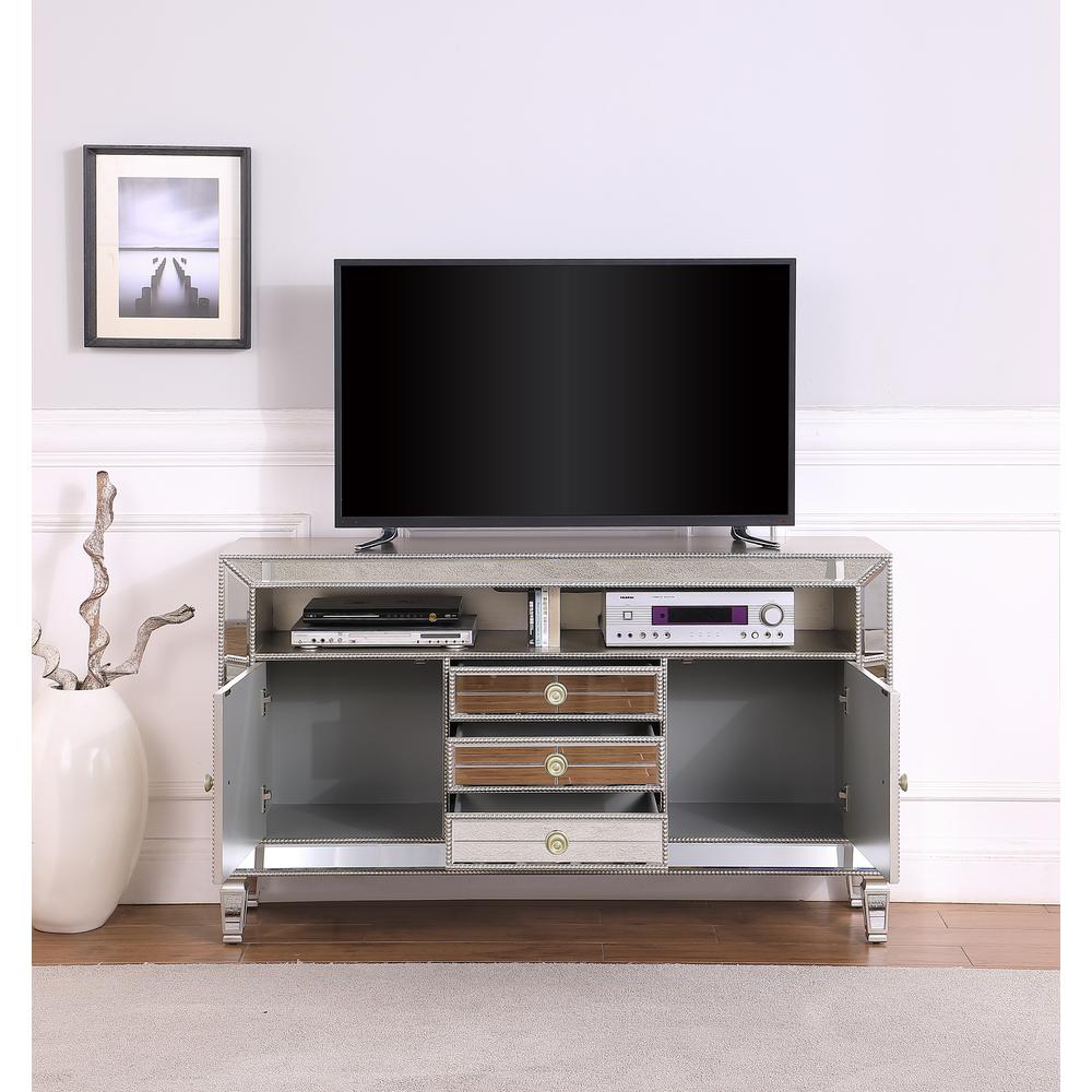 Limonite Modern Silver Mirrored TV Stand. Picture 3