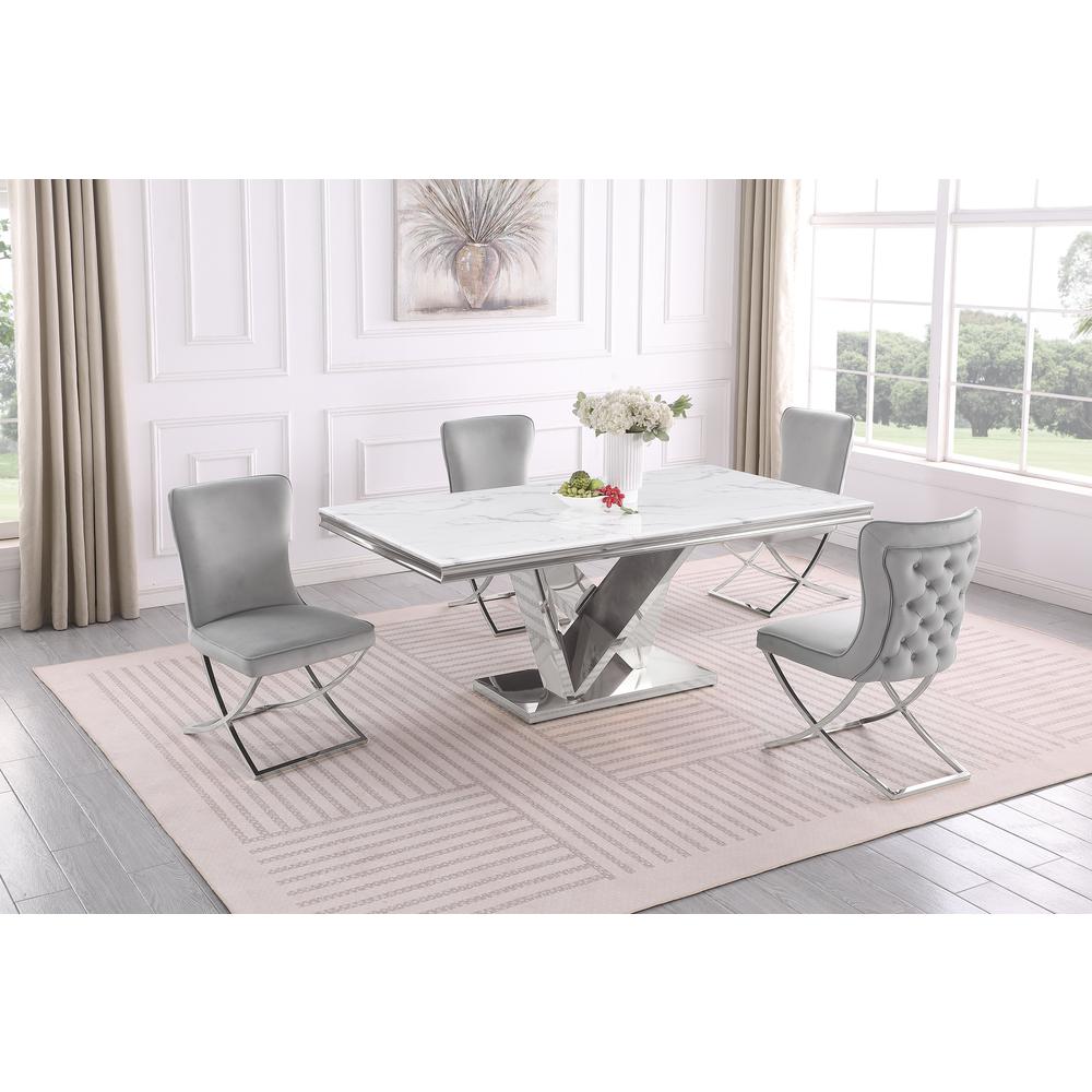 Blythe Grey with Silver 5-Piece Rectangle Dining Set. Picture 5