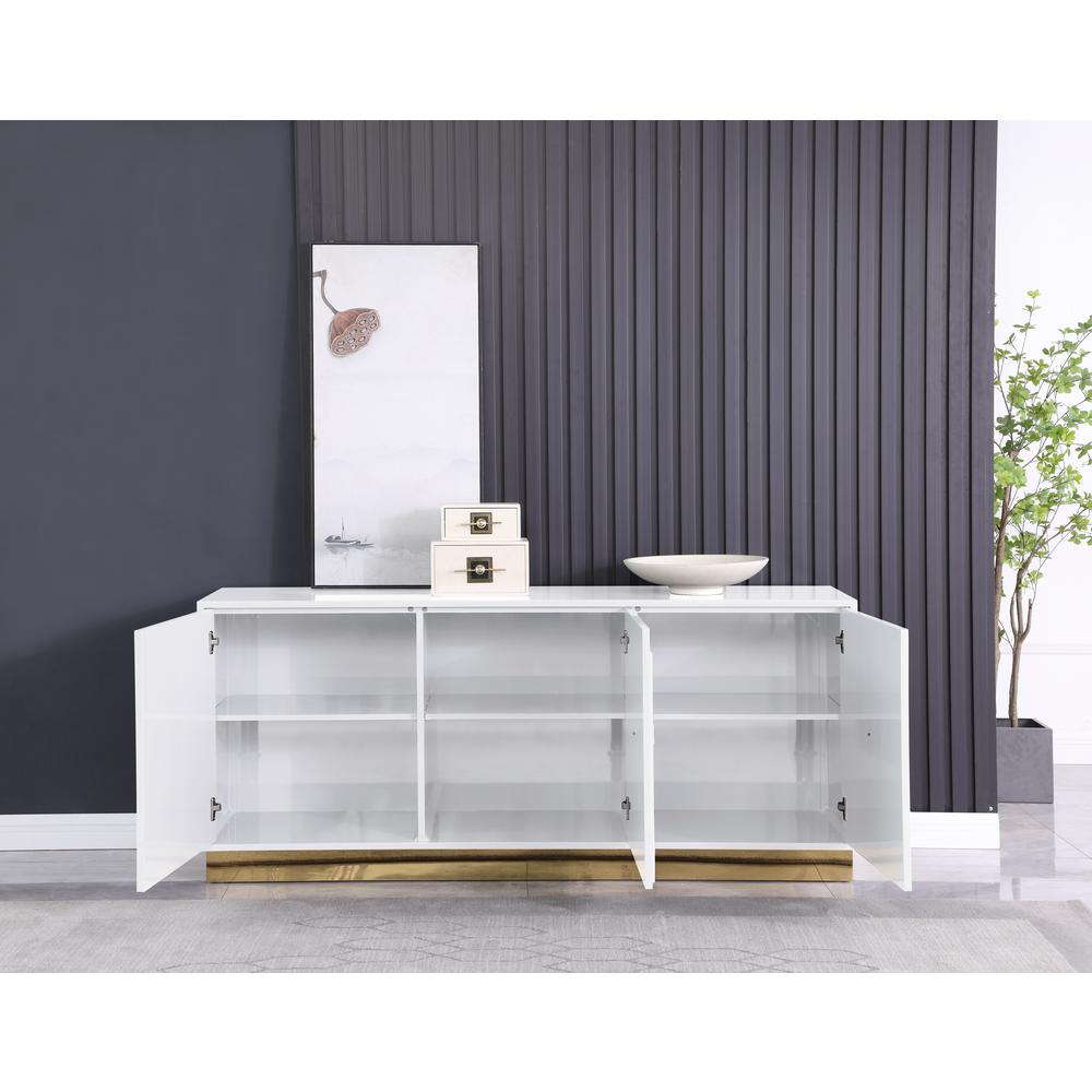 Maria Modern High Gloss Lacquer Wood Sideboard in White. Picture 3