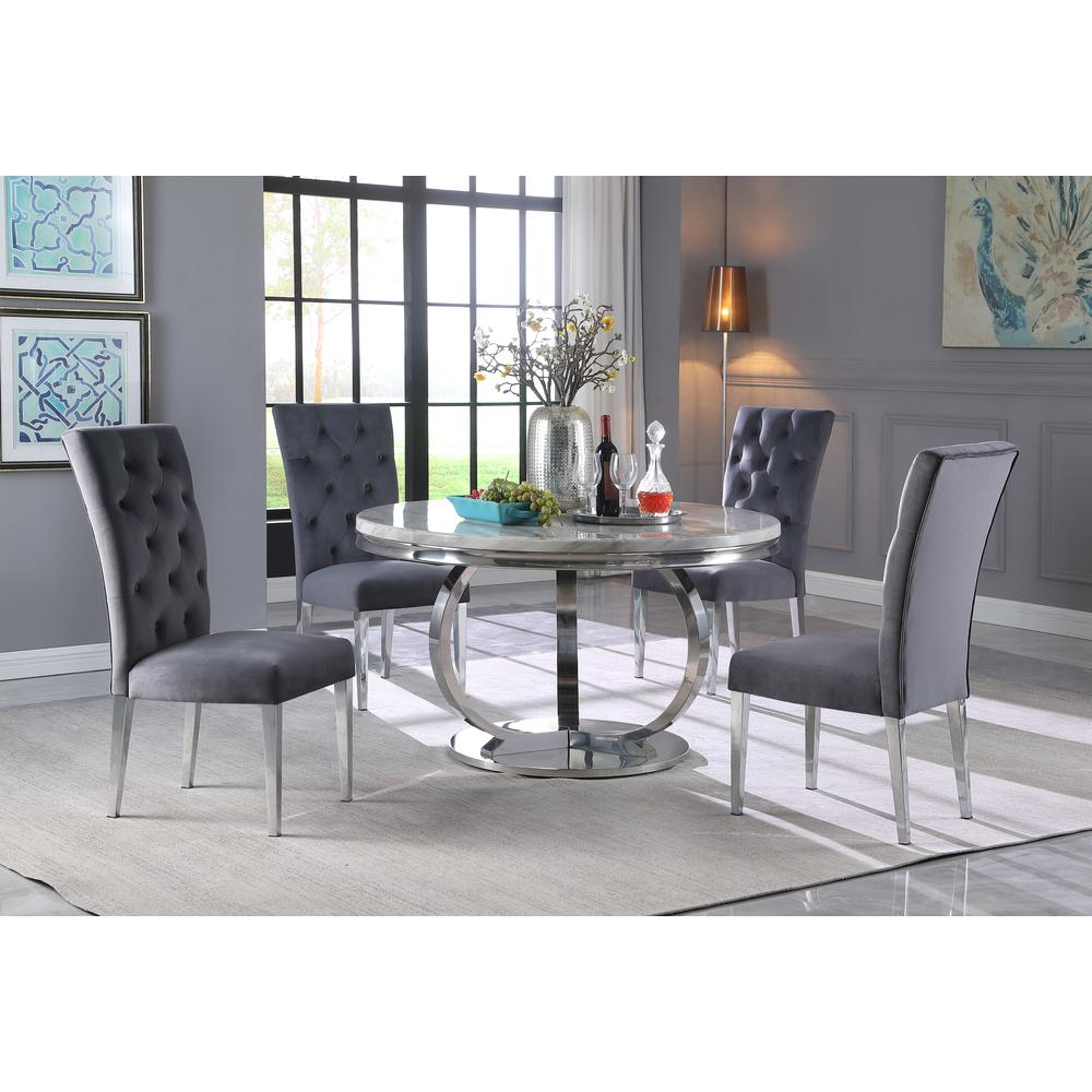 Best Master Furniture Lexington 52"  Round Dining Set in Gray. Picture 2
