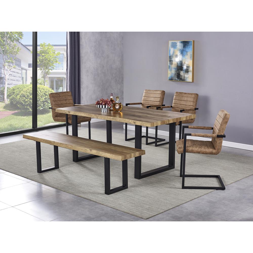 Bazely 6-piece Industrial Chic Rectangular Wood Dining Set in Brown. Picture 2