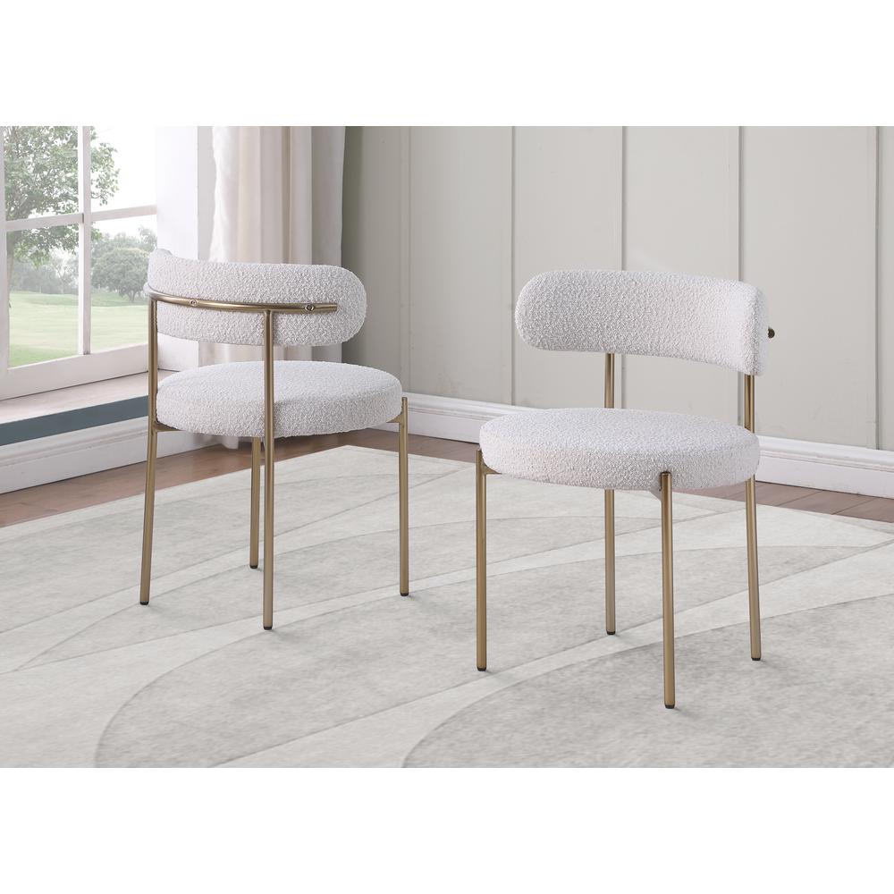 Cato Cream Boucle Fabric with Brush Gold Dining Chairs, Set of 2. Picture 2