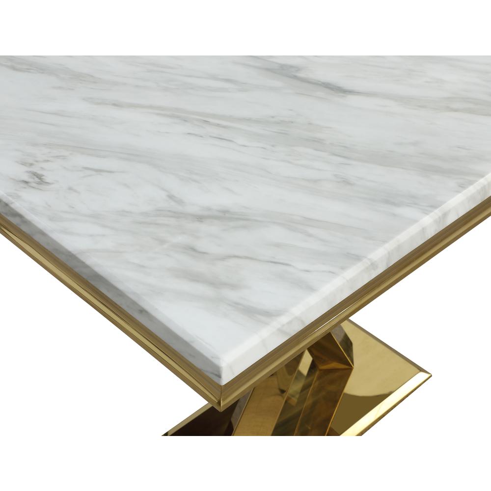 Gernot Gold Faux Marble Rectangle Dining Table. Picture 1