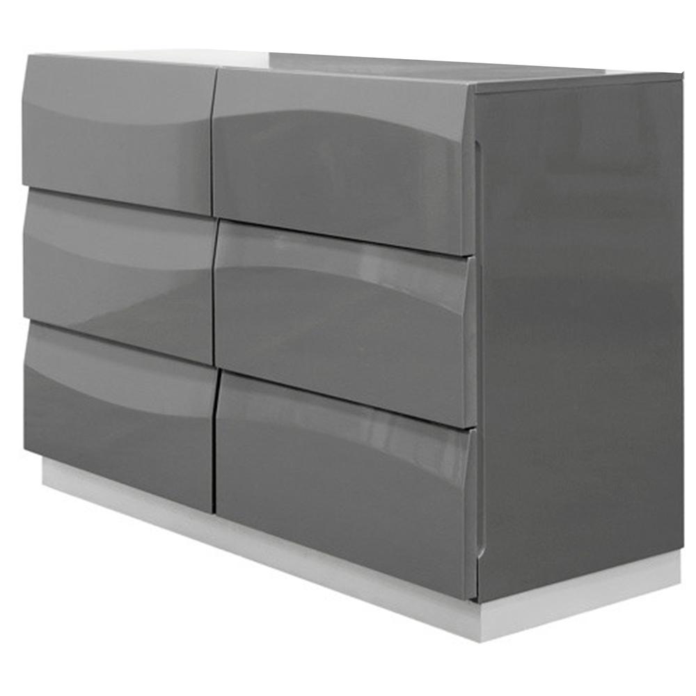 Leon Modern High Gloss Dresser in Gray. Picture 4