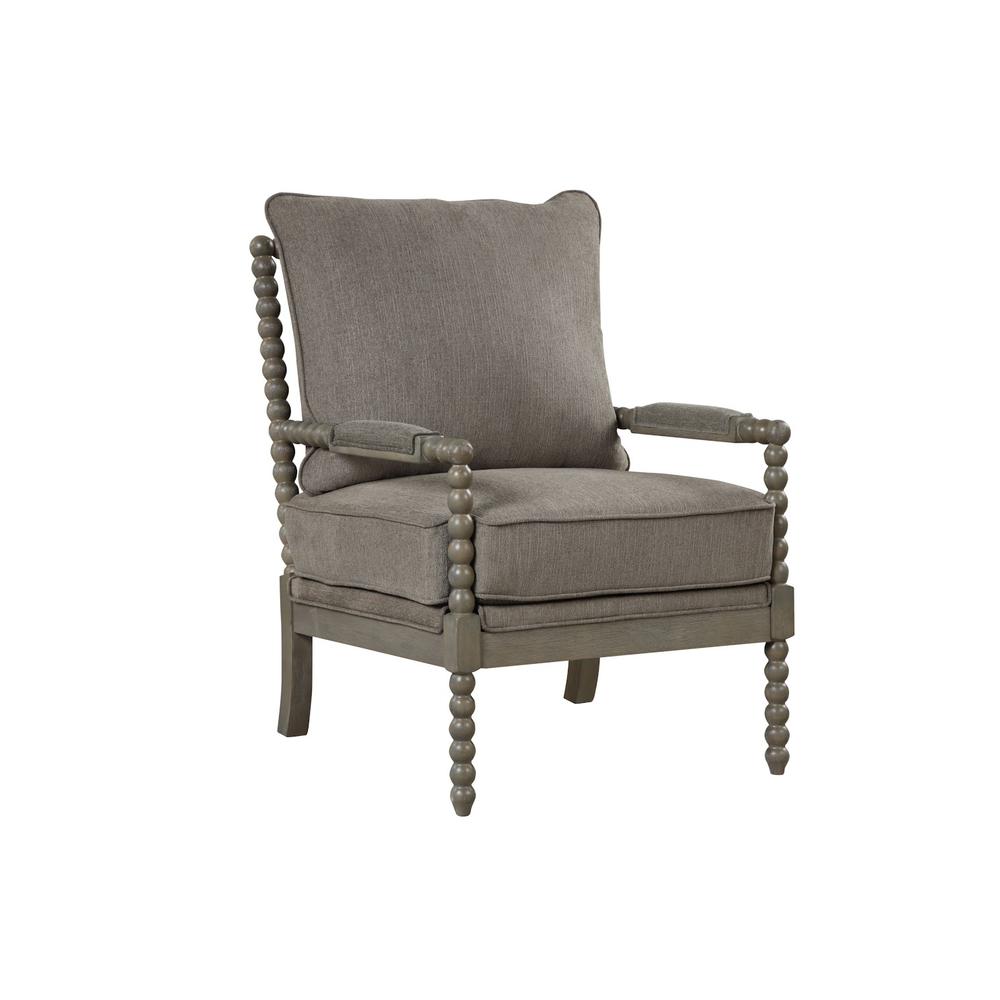 Jewell Fabric Accent Chair Taupe, Antique Grey Frame. Picture 1