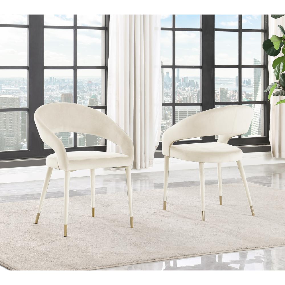 Jacques Velvet Cream Dining Chairs (Set of 2). Picture 3