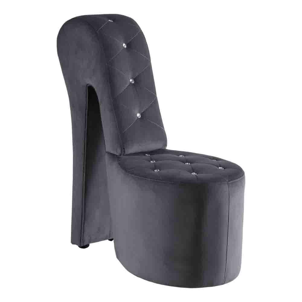 Tristram Velvet High Heel Shoe Chair, Grey. Picture 1