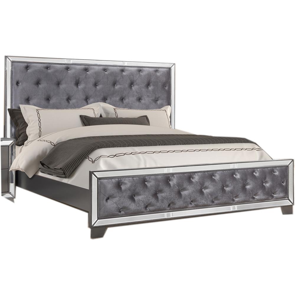 Best Master Furniture Beronica Transitional Wood King Bed in Silver. Picture 1