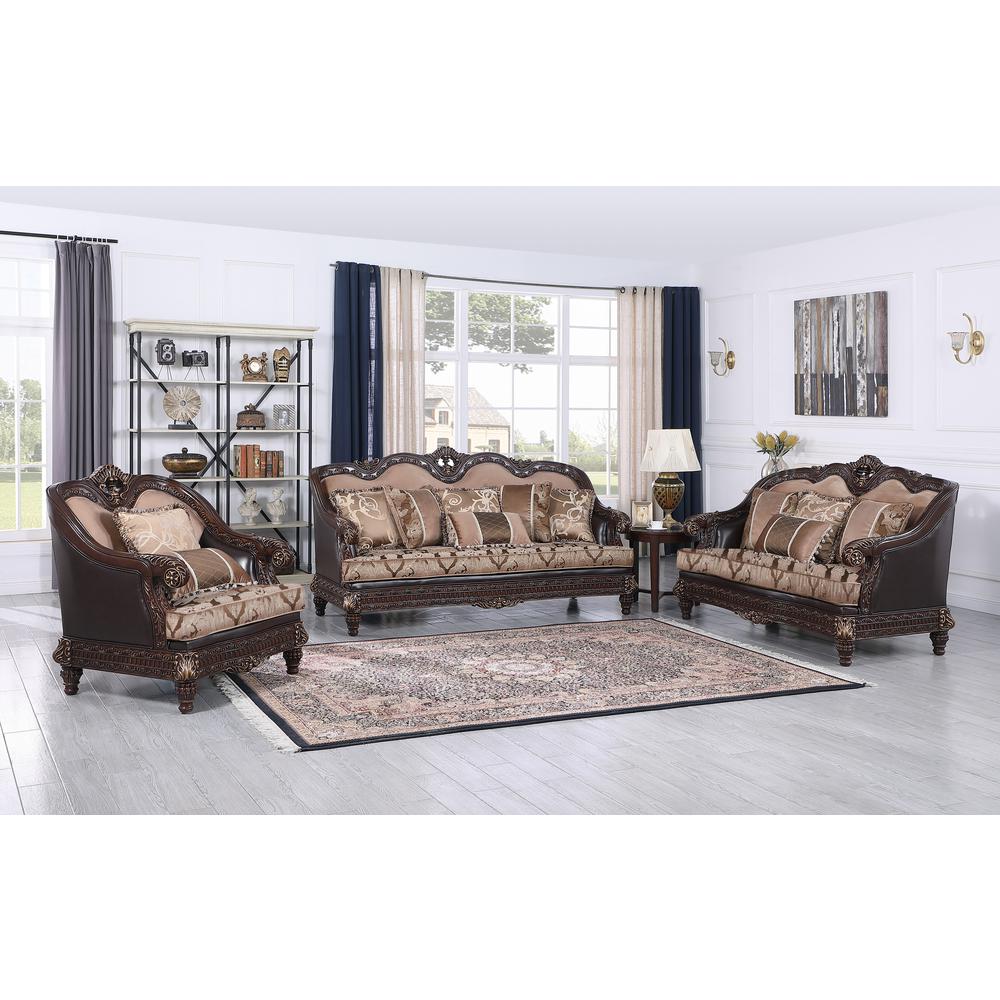 Marquess 3-Piece Traditional Hazelnut Living Room Sofa Set. The main picture.