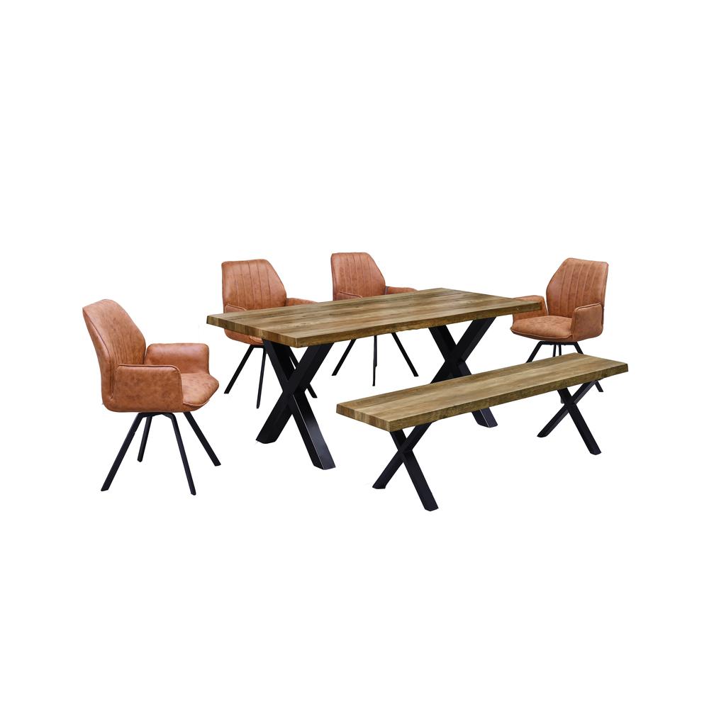 Best Master Furniture Chidimma 6 Piece Rectangular Wood Dining Set in Beige. Picture 1