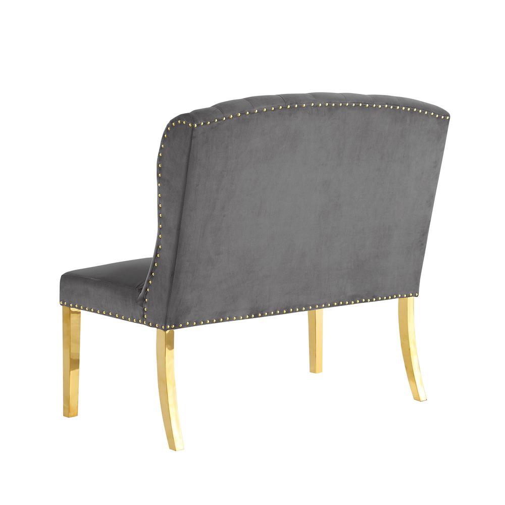 Rohit Grey Dining Bench with Gold Legs. Picture 3