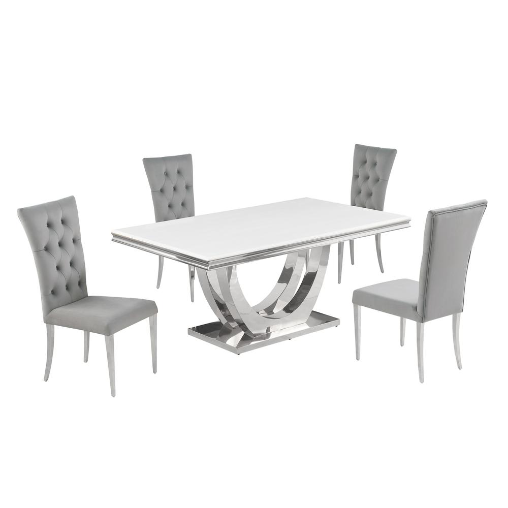 Danis Grey with Silver 5-Piece Rectangle Dining Set. Picture 1
