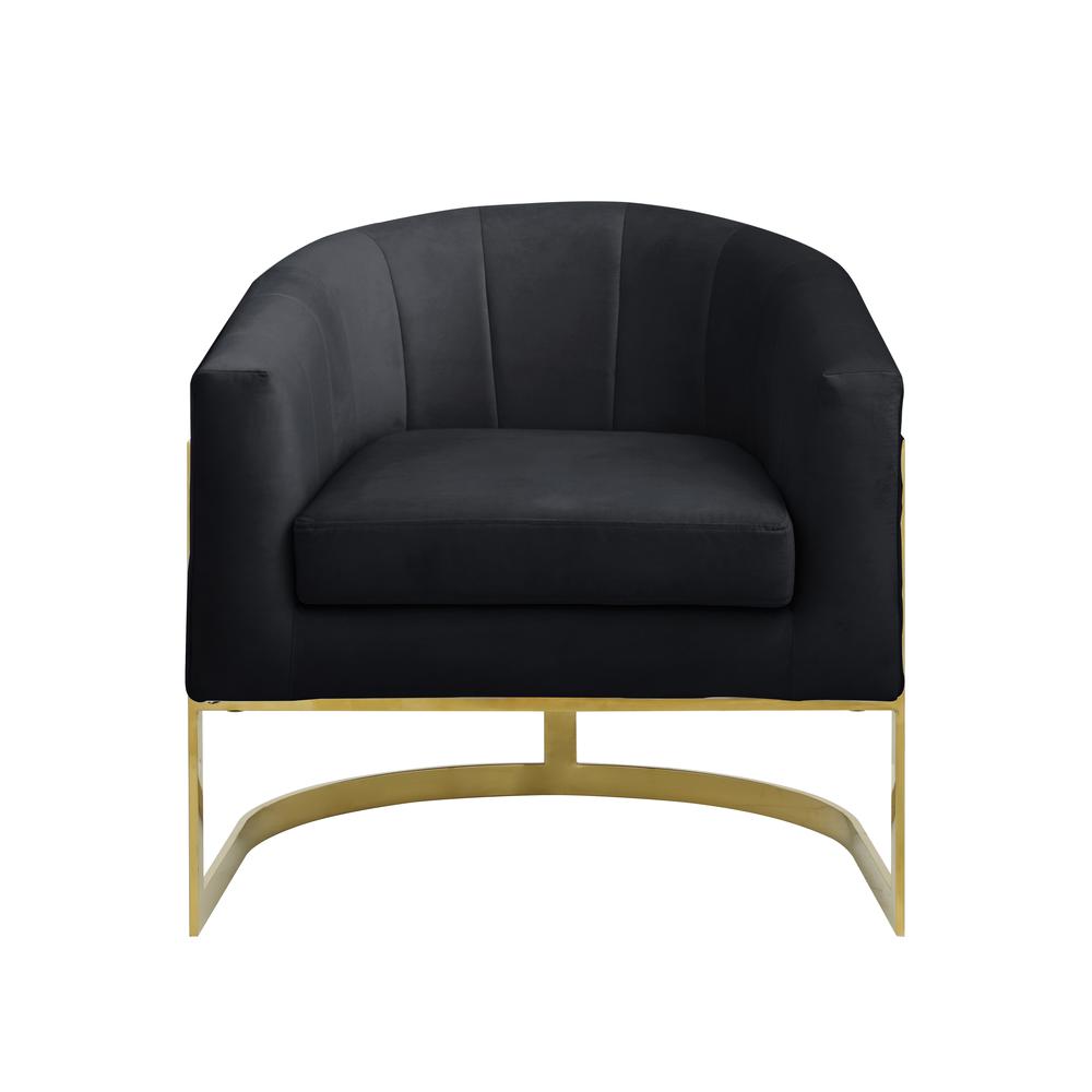 Traxmon Velvet Upholstered Accent Chair in Black Velvet. Picture 3