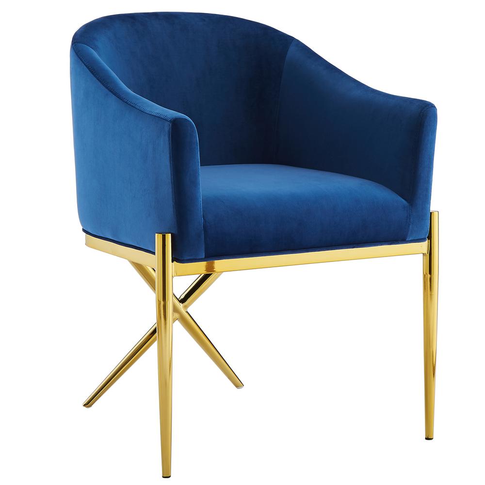 Best Master Dalton Navy Velvet Side Chairs in Gold. Picture 1