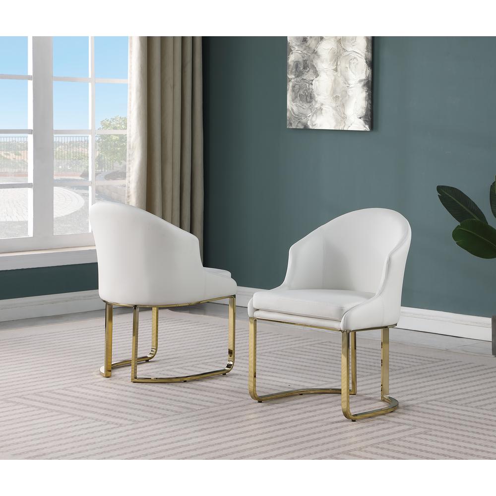 Itoro White with Gold Faux Leather Dining Chairs, Set of 2. Picture 3