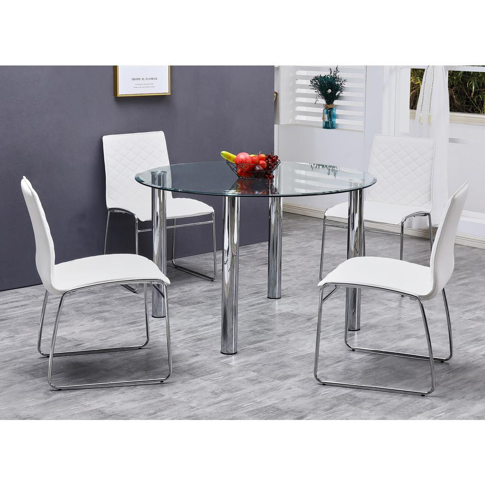 Best Master Furniture Duncan 18.5" Faux Leather Dining Chairs in White/Chrome. Picture 3