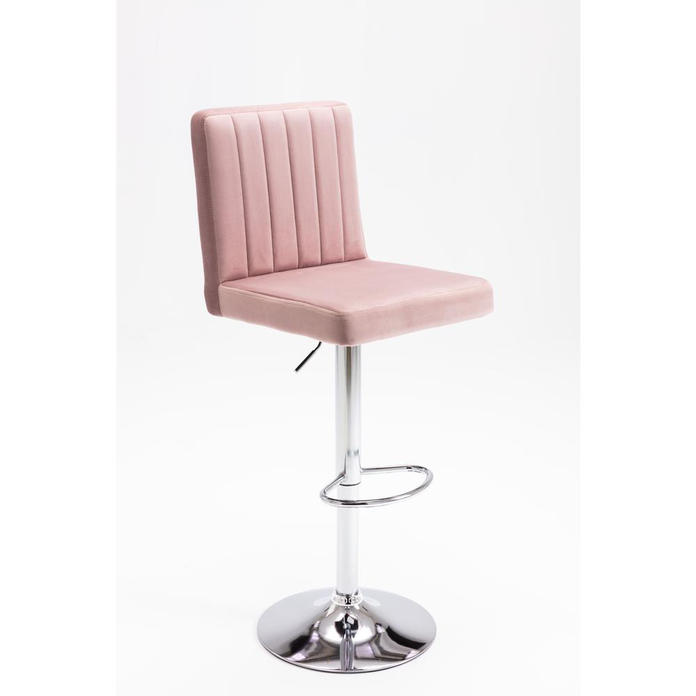 Yorkie Velvet Upholstered Modern Swivel Bar Stool in Pink (Set of 2). Picture 1
