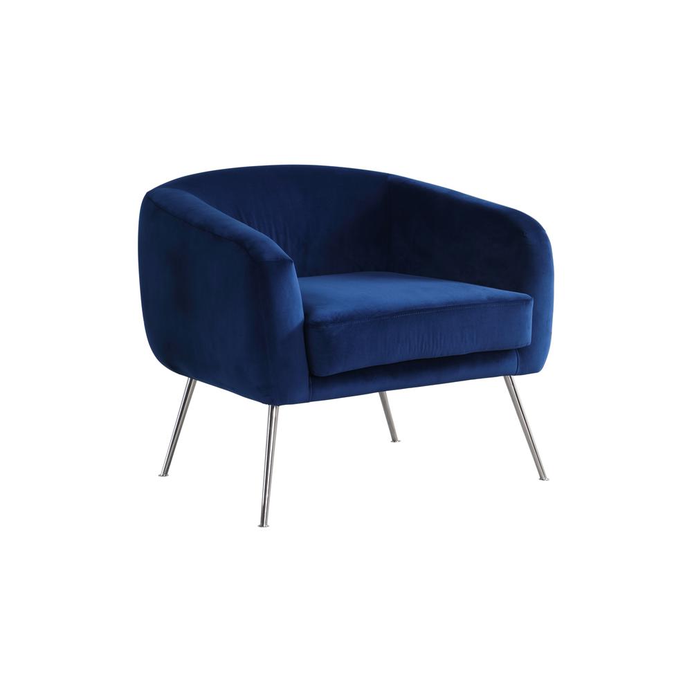 Oliver Blue Velour w/ Stainless Steel Legs Accent Chair. The main picture.