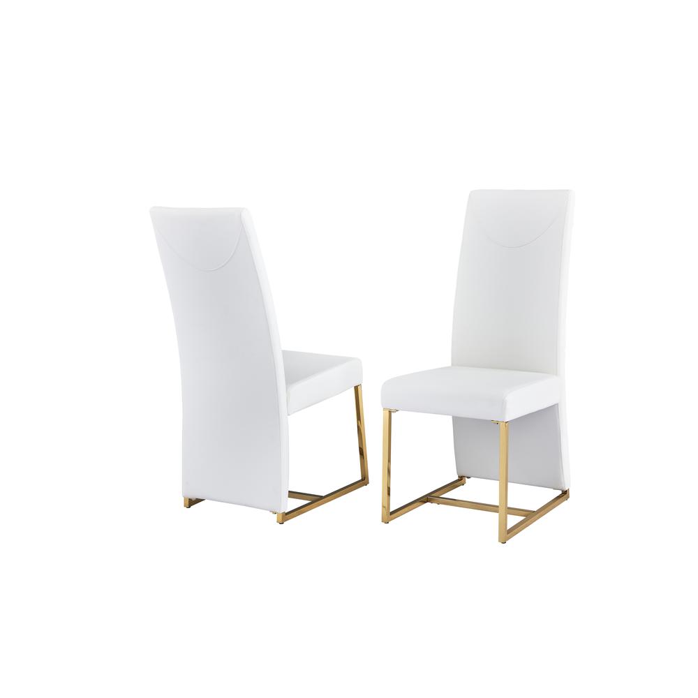 Padraig White Faux Leather Side Chairs in Gold (Set of 2). The main picture.