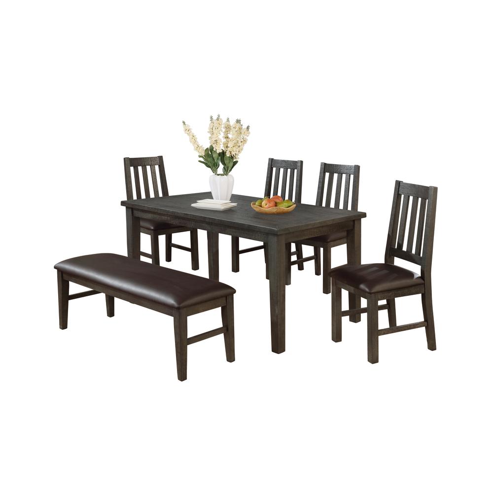 Best Master Furniture Wendy 6 Piece Solid Wood Dining Set in Dark Gray. Picture 1