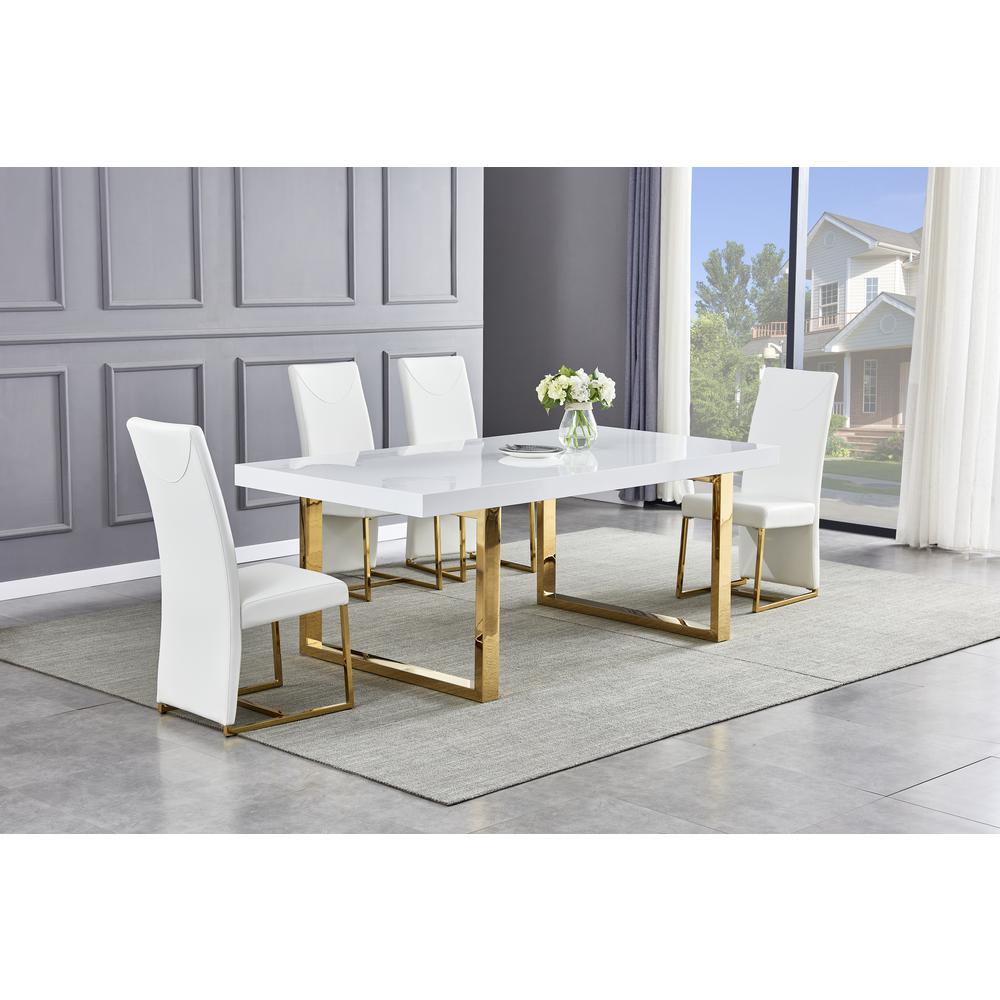 Best Master Furniture Padraig 5-piece White Rectangular Dining Set in Gold. Picture 3