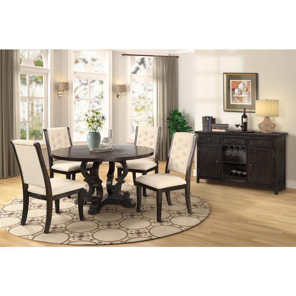Rustic Dark Brown Round Dining Table
