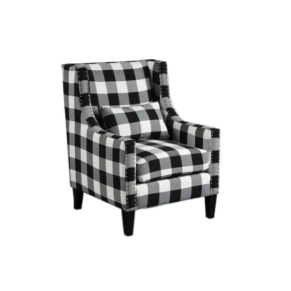 Best Master Furniture Glenn 20" Transitional Fabric Arm Chair in Black/White. Picture 1