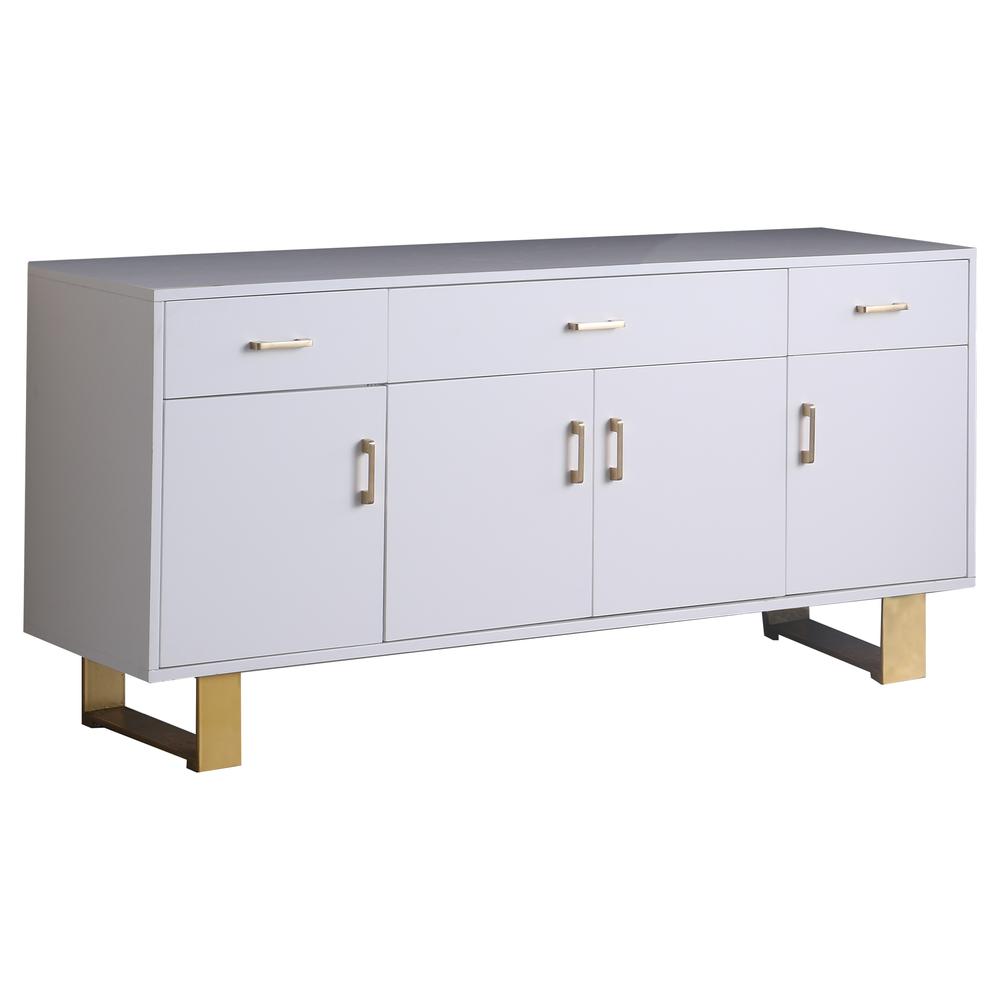 Tyrion White Lacquer Sideboard with Gold Accents. Picture 1