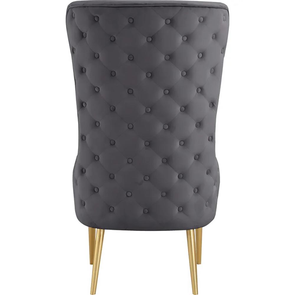 Venetian Gray Tufted Velvet High Back Arm Chair. Picture 5