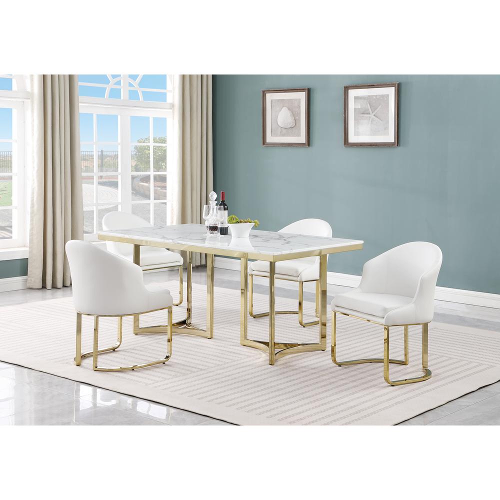 Itoro White with Gold Rectangle Dining Set. Picture 7