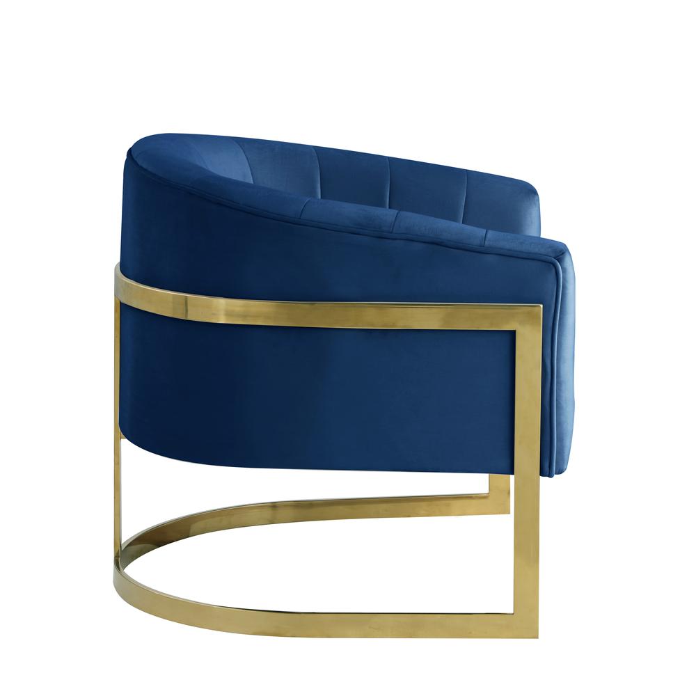 Traxmon Velvet Upholstered Accent Chair in Blue Velvet. Picture 4
