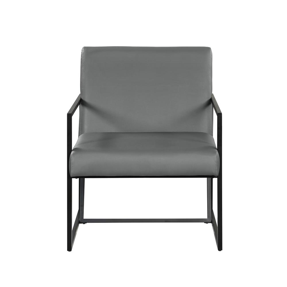 Luxembourg Gray Faux Leather Arm Chair. Picture 1