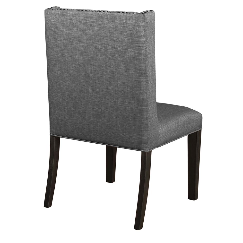 Mia Linen Upholstered Wood Parsons Chairs in Gray with Nailhead Trim (Set of 2). Picture 2