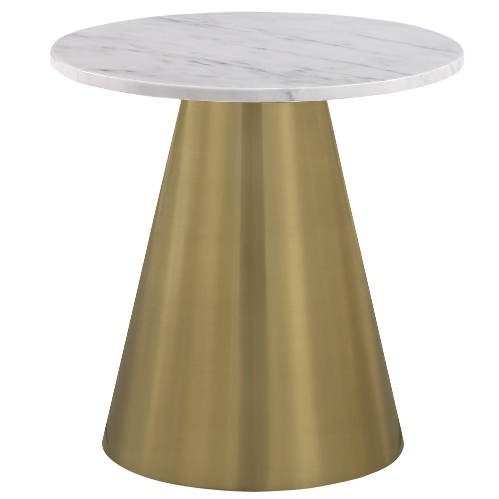 Jacobsen White Round Marble End Table. Picture 1