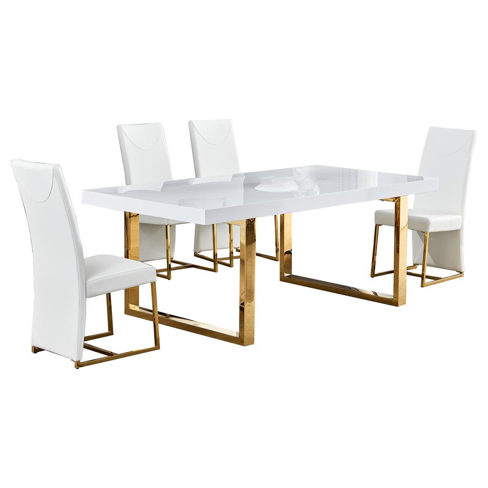 Best Master Furniture Padraig 5-piece White Rectangular Dining Set in Gold. Picture 1