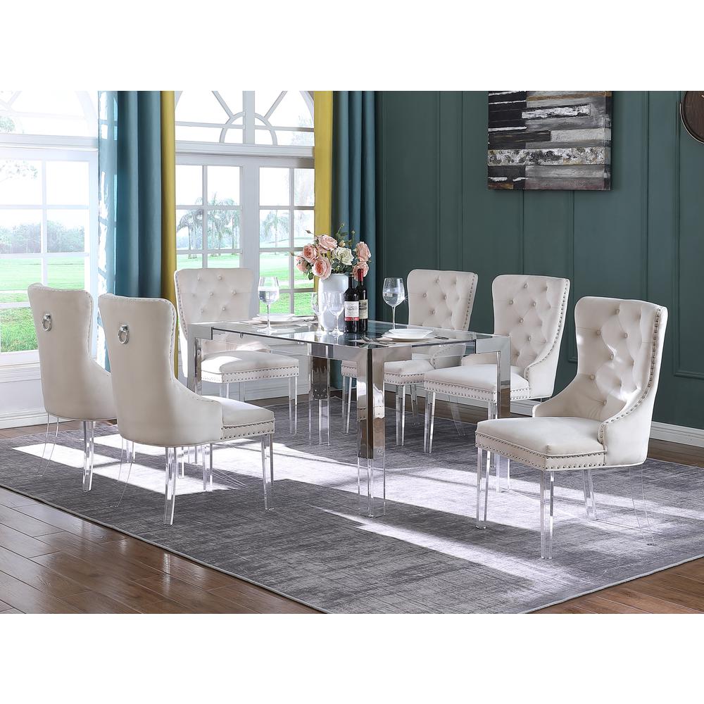 Leah Rectangle Glass Dining Table in Silver (Seats 6). Picture 2