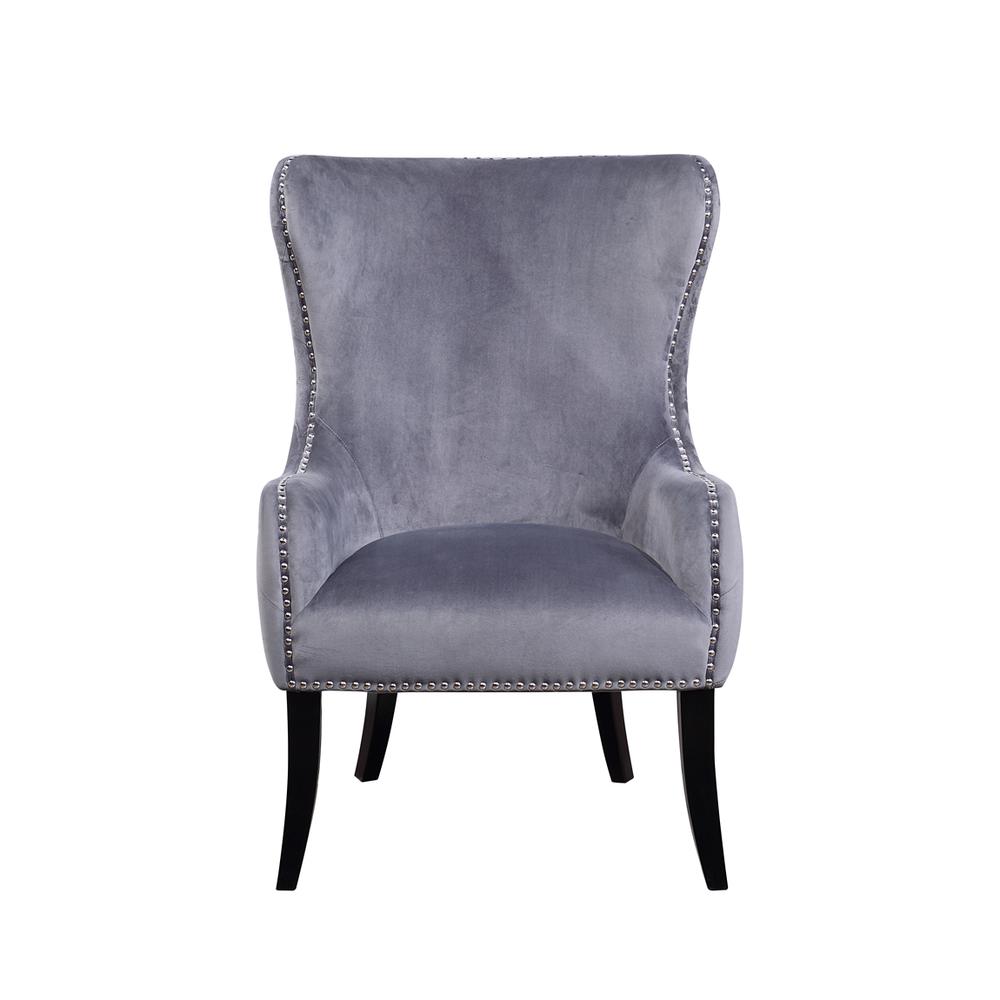 Valeria Gray Tufted Velvet Arm Chair. Picture 1