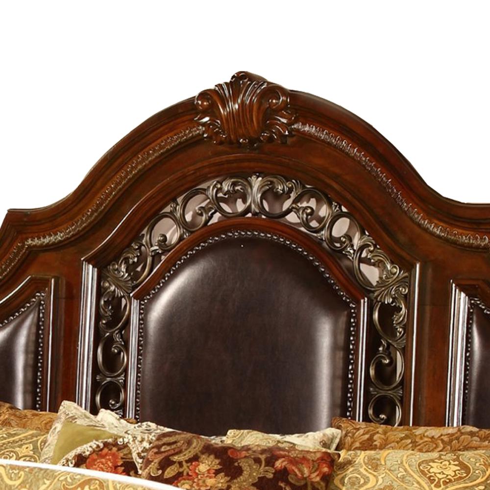 Bessy Traditional Cherry Wood Queen Platform Bed. Picture 3