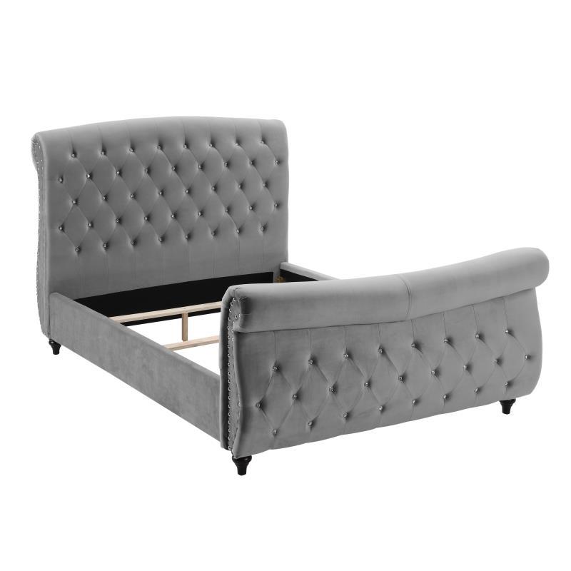Best Master Furniture Jennifer Tufted California King Platform Bed in Gray. Picture 1