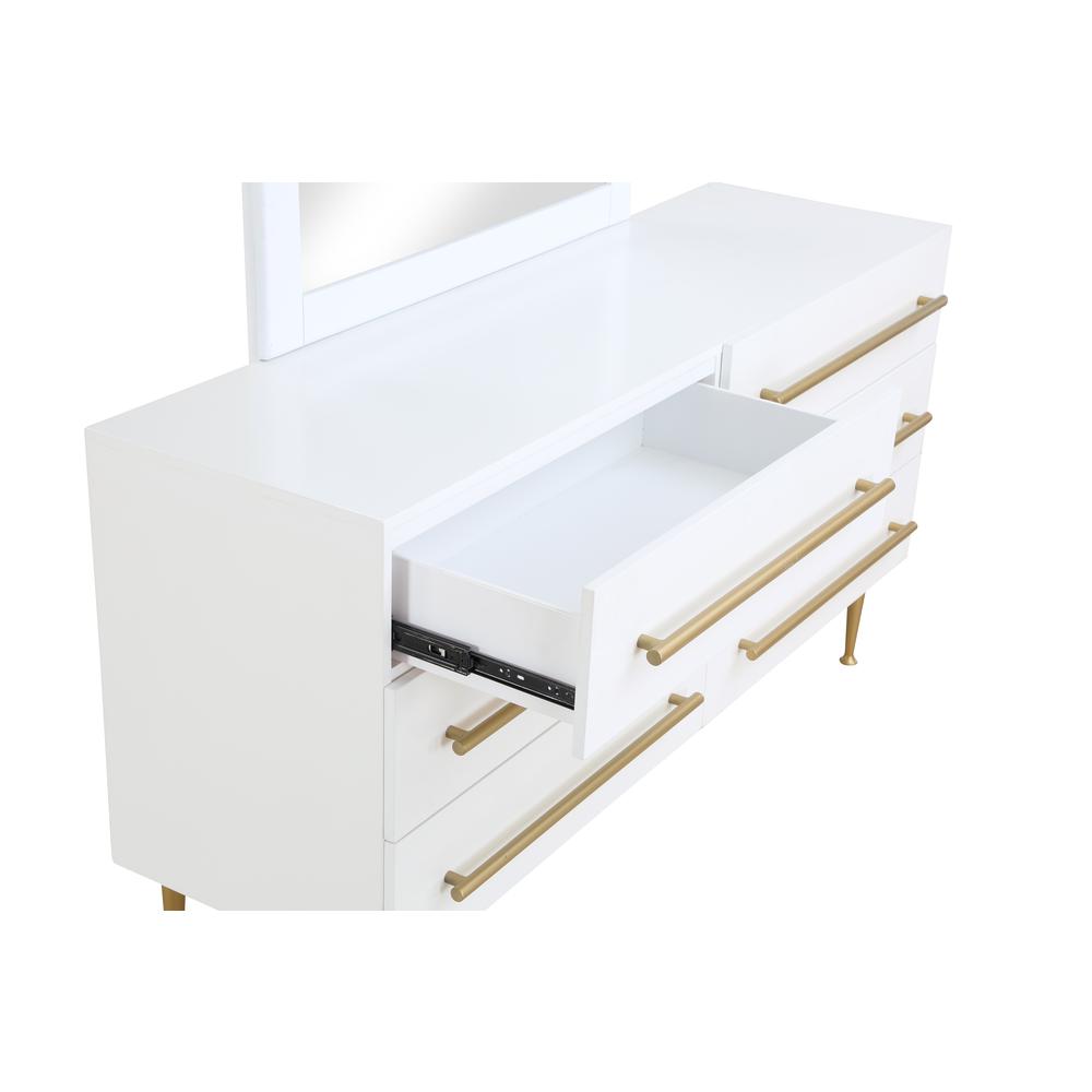 Bellanova White Dresser with Mirror with Gold Accents. Picture 2