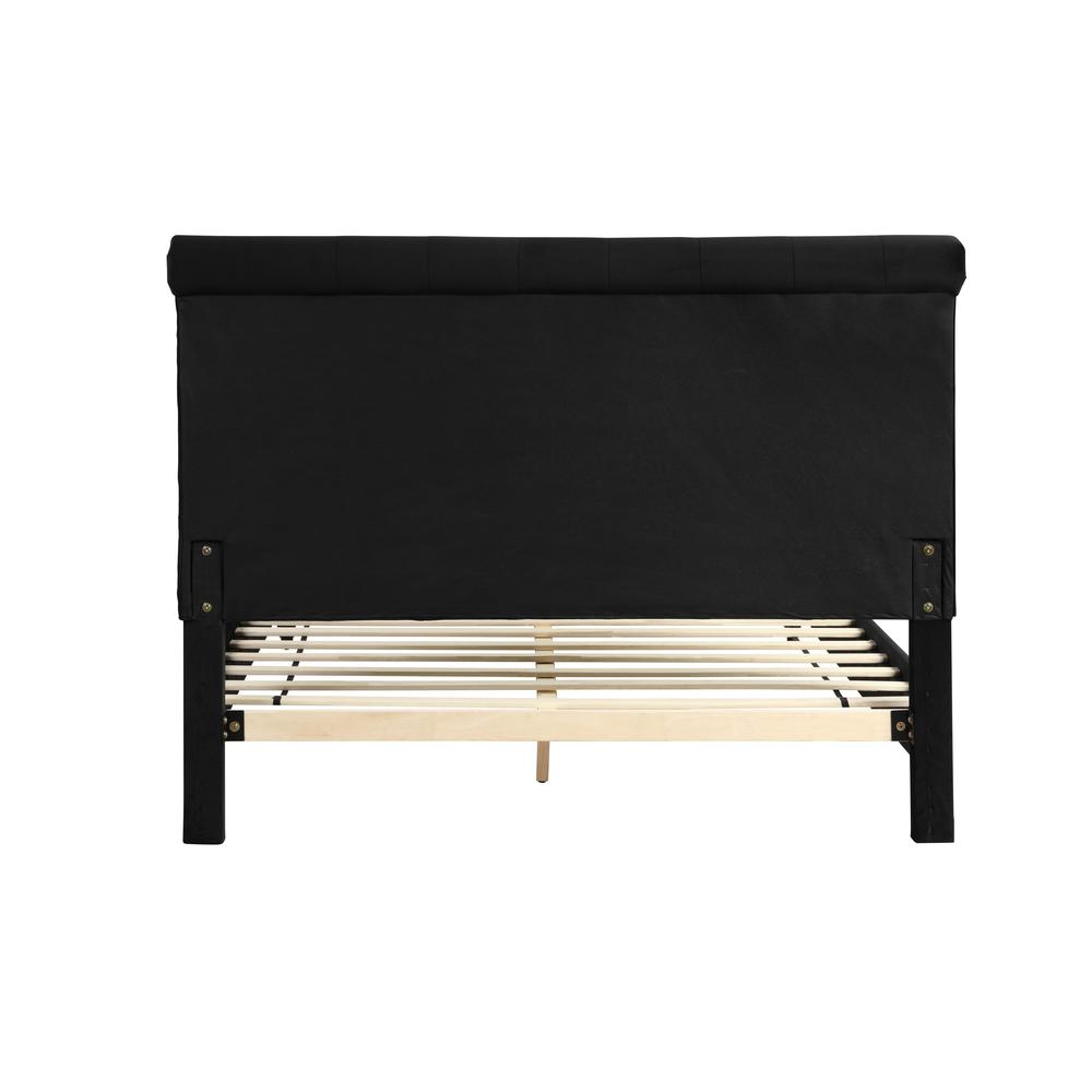 Best Master Furniture Ashley Tufted Velvet Fabric Full Platform Bed in Black. Picture 2