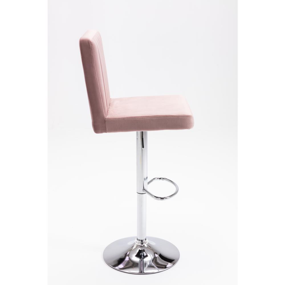 Yorkie Velvet Upholstered Modern Swivel Bar Stool in Pink (Set of 2). Picture 4