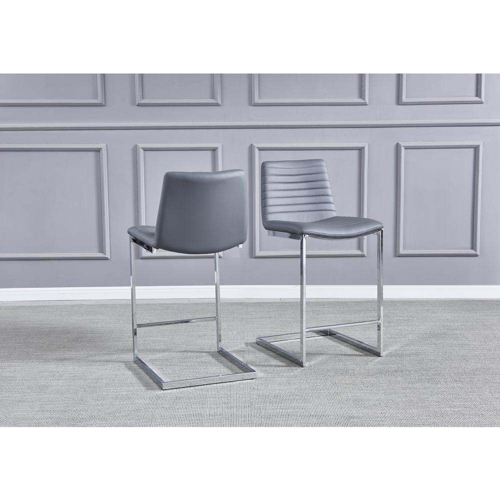 Blanca Gray Faux Leather Counter Height Chairs in Silver(Set of 2). Picture 3