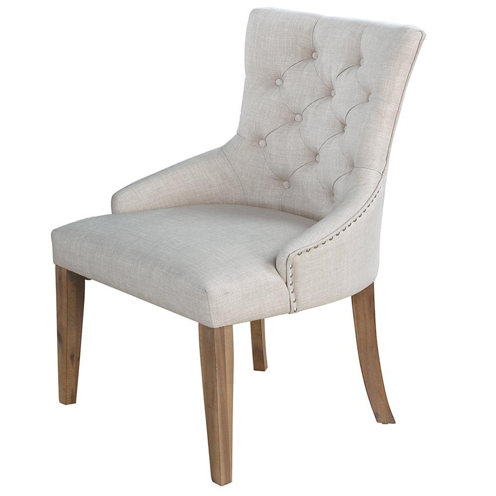 Zoey Beige Tufted Linen Dining Chairs (Set of 2). Picture 1