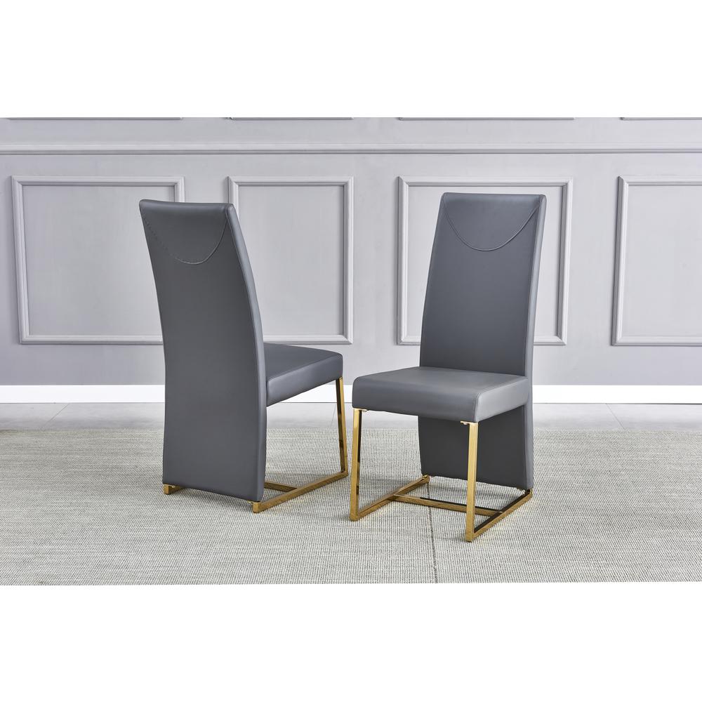 Best Master Furniture Padraig Gray Faux Leather Side Chairs in Gold (Set of 2). Picture 2