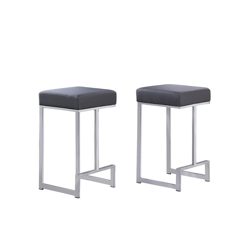 Dorrington Faux Leather Backless Counter Height Stool in Gray/Silver (Set of 2). Picture 1