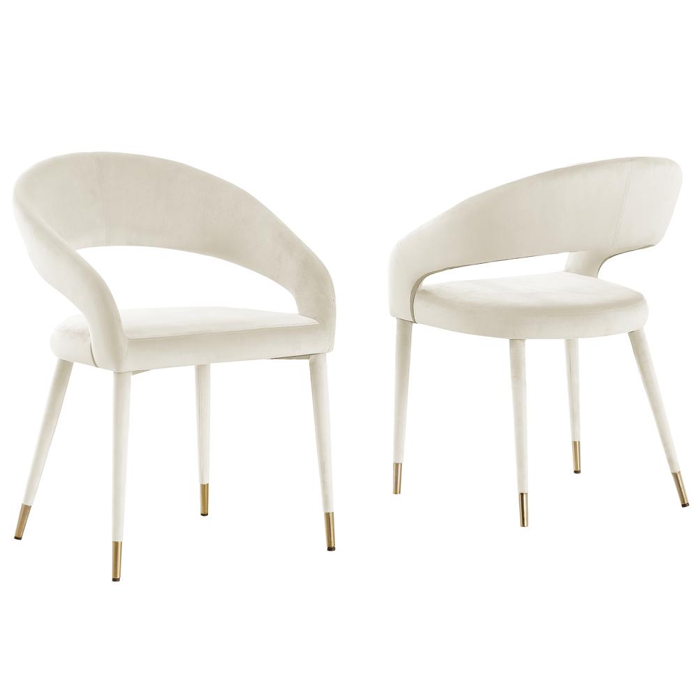 Jacques Velvet Cream Dining Chairs (Set of 2). Picture 1