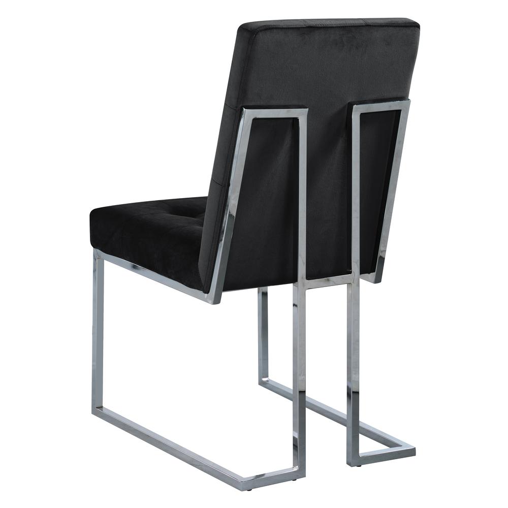 Modern Velvet Fabric Dining Chair in Black/Silver (Set of 2). Picture 3